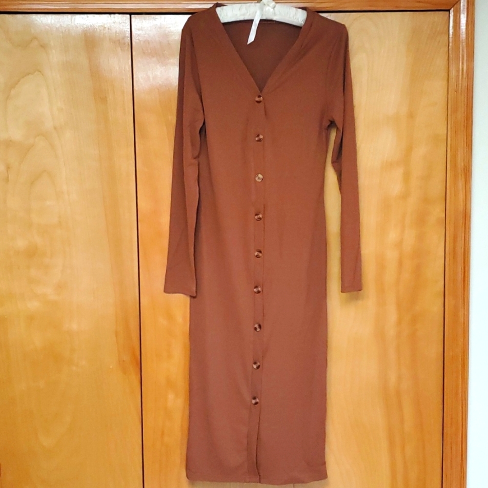 NWT LAST ONE!!! Straight button down ribbed knit dress size small
